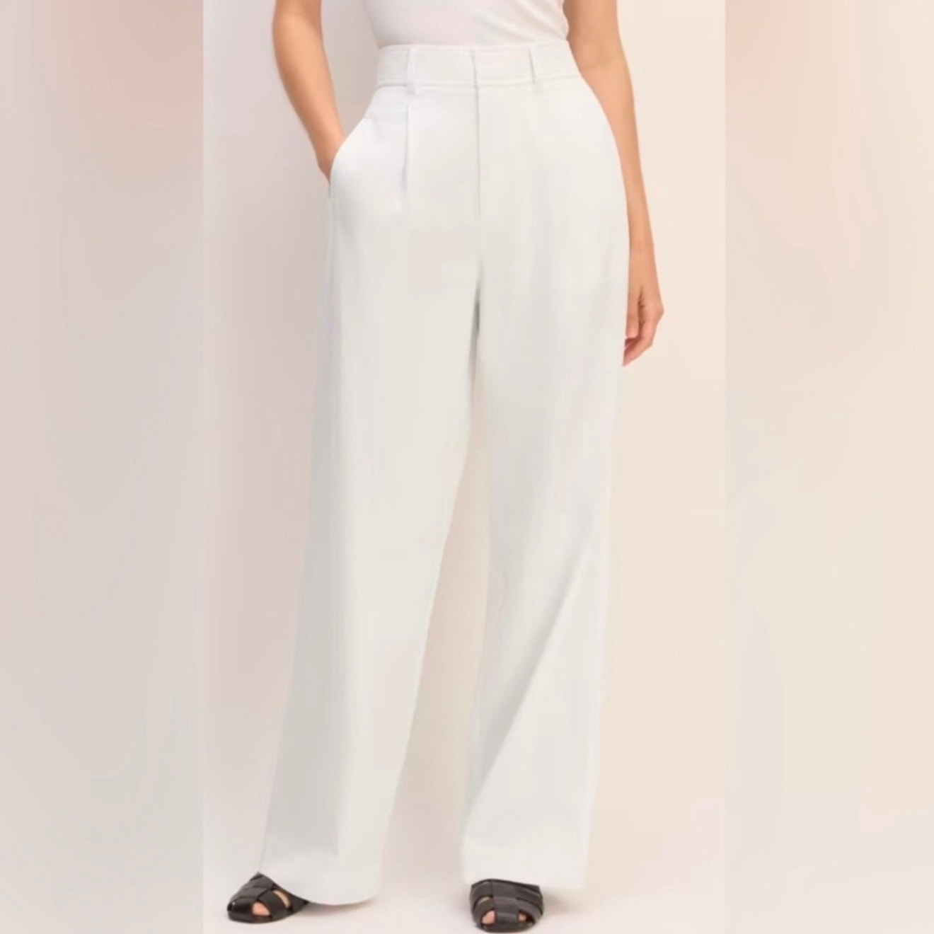 Everlane The Way High Drape Trousers Tencel Pant Women's 6 Short White